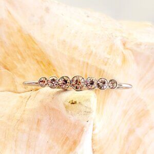 Non Pierced Industrial Barbell with Clear CZ Gems Slip On faux jewelry